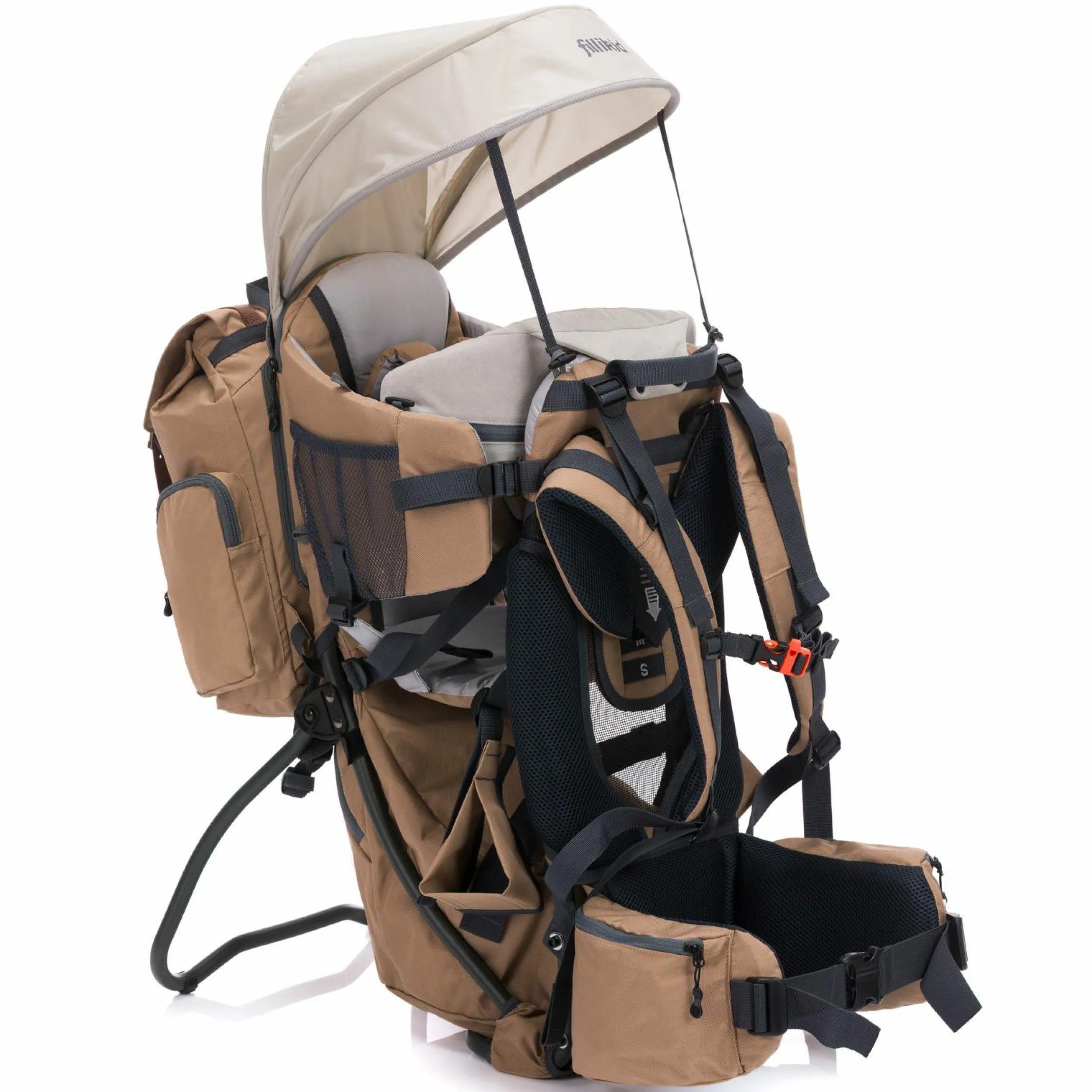 Rückentrage Adventure für Baby & Kleinkind bis 20 kg mit Sonnendach & Rucksack - Desert Beige