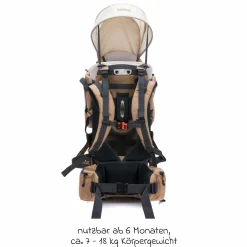 Rückentrage Adventure für Baby & Kleinkind bis 20 kg mit Sonnendach & Rucksack - Desert Beige