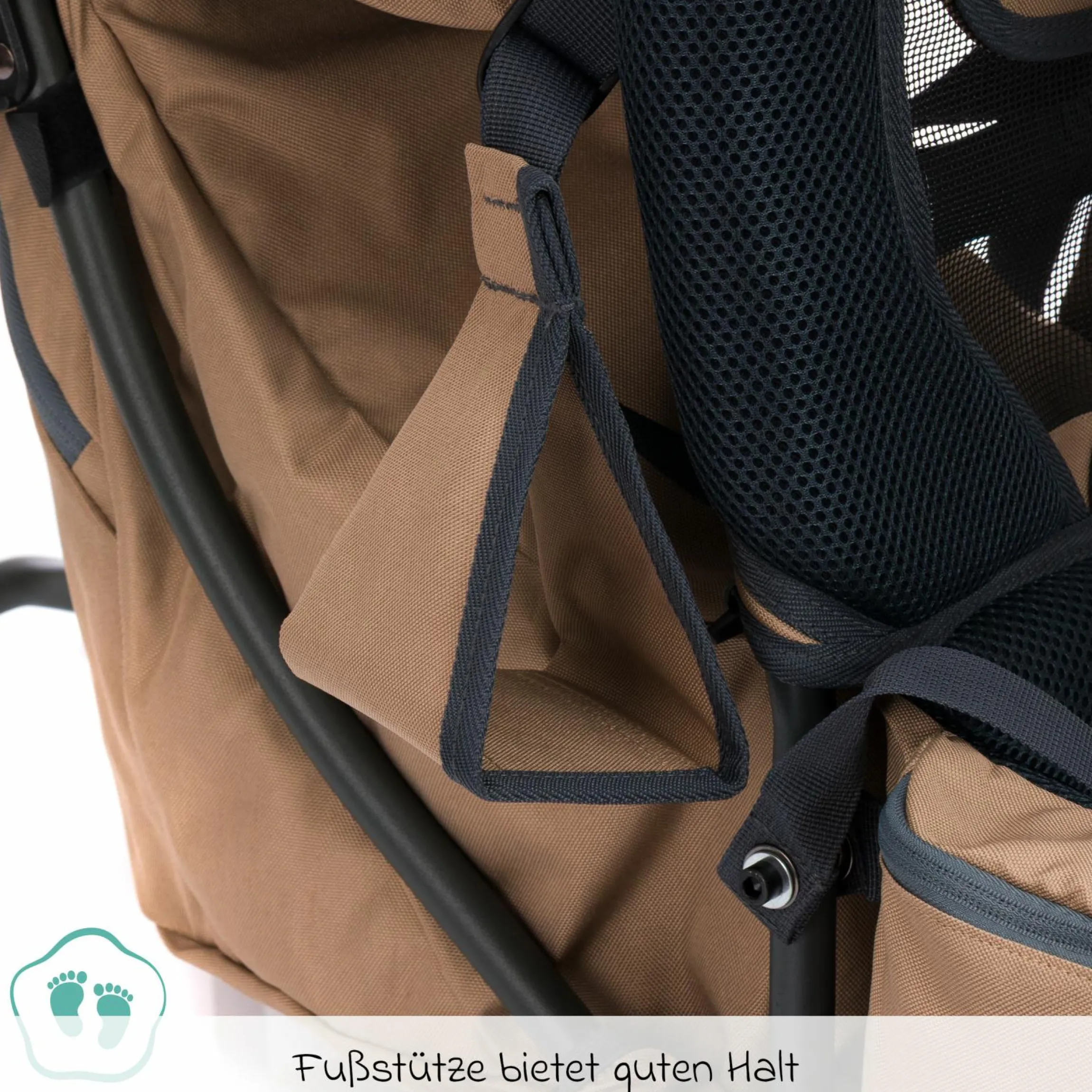 Rückentrage Adventure für Baby & Kleinkind bis 20 kg mit Sonnendach & Rucksack - Desert Beige