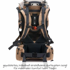 Rückentrage Adventure für Baby & Kleinkind bis 20 kg mit Sonnendach & Rucksack - Desert Beige