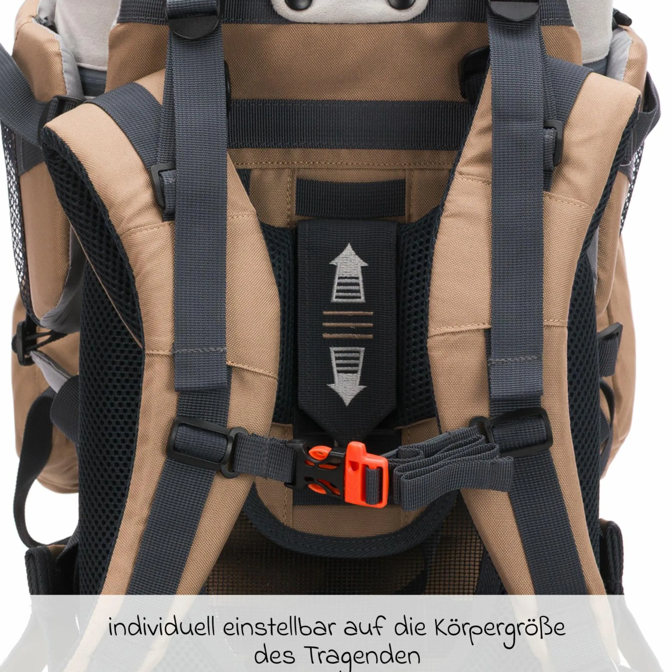Rückentrage Adventure für Baby & Kleinkind bis 20 kg mit Sonnendach & Rucksack - Desert Beige