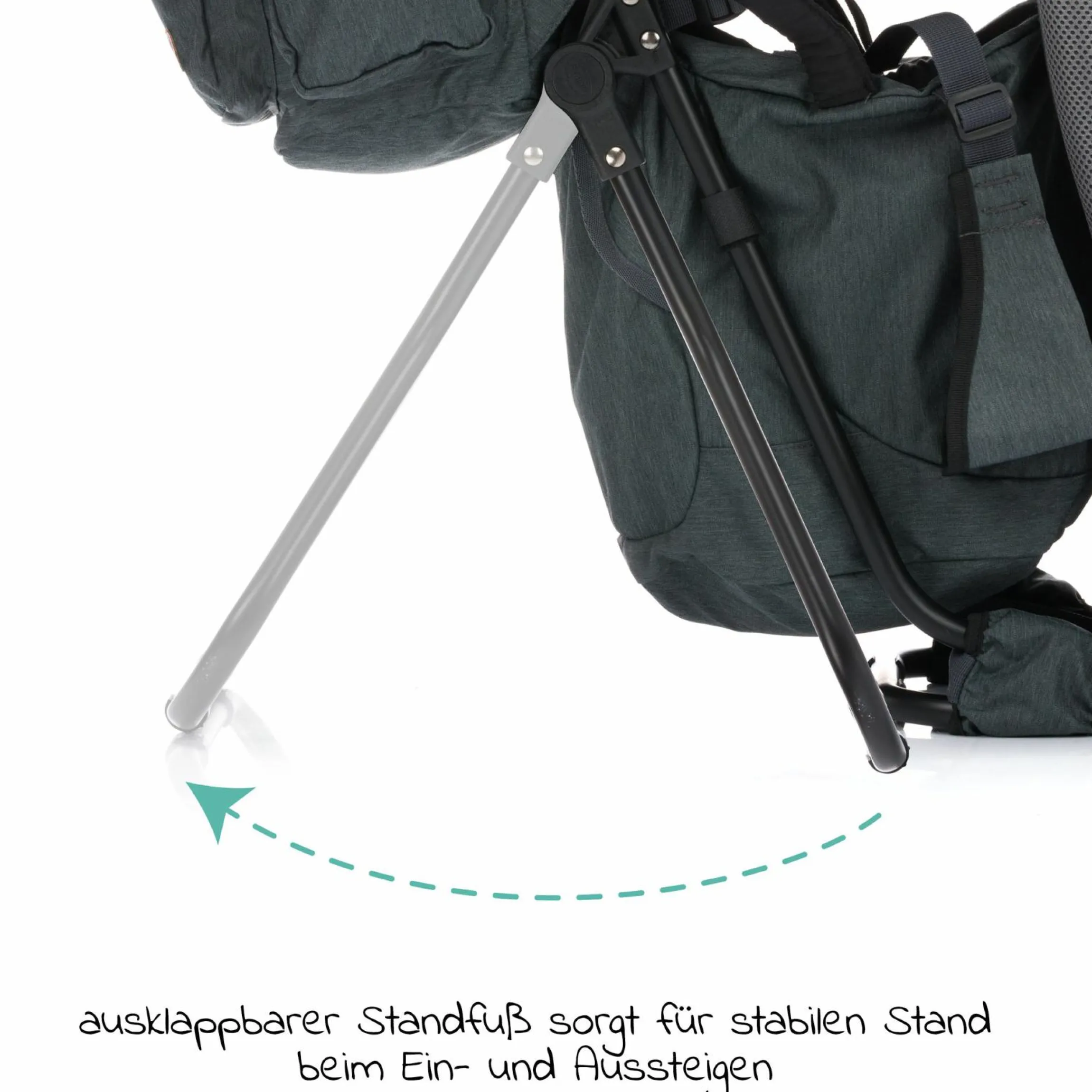 Rückentrage Adventure für Baby & Kleinkind bis 20 kg mit Sonnendach & Rucksack - Grau