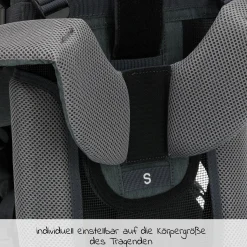 Rückentrage Adventure für Baby & Kleinkind bis 20 kg mit Sonnendach & Rucksack - Grau