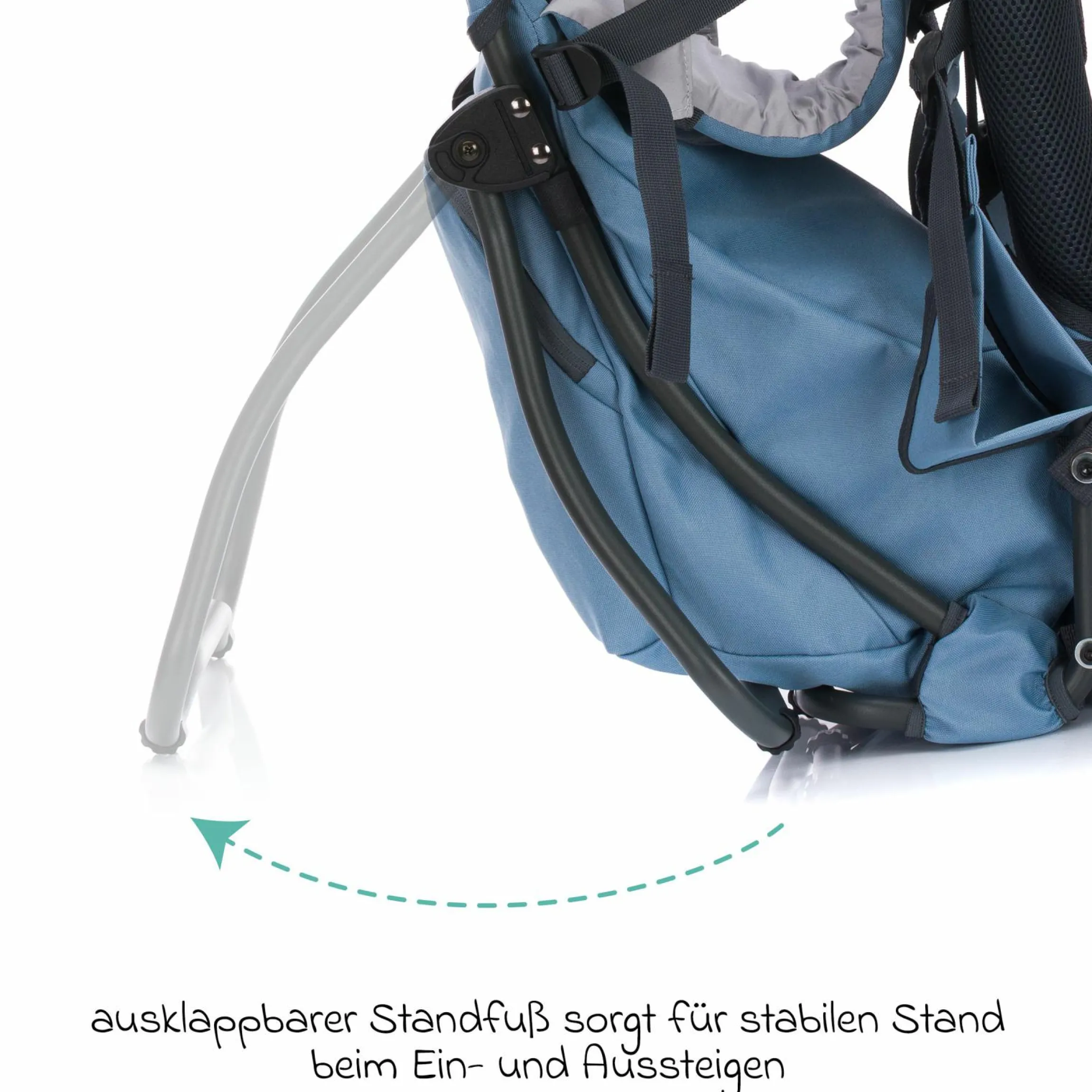 Rückentrage Adventure für Baby & Kleinkind bis 20 kg mit Sonnendach & Rucksack - Frost Blue
