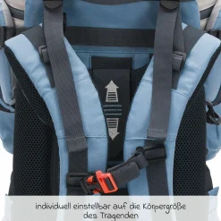 Rückentrage Adventure für Baby & Kleinkind bis 20 kg mit Sonnendach & Rucksack - Frost Blue