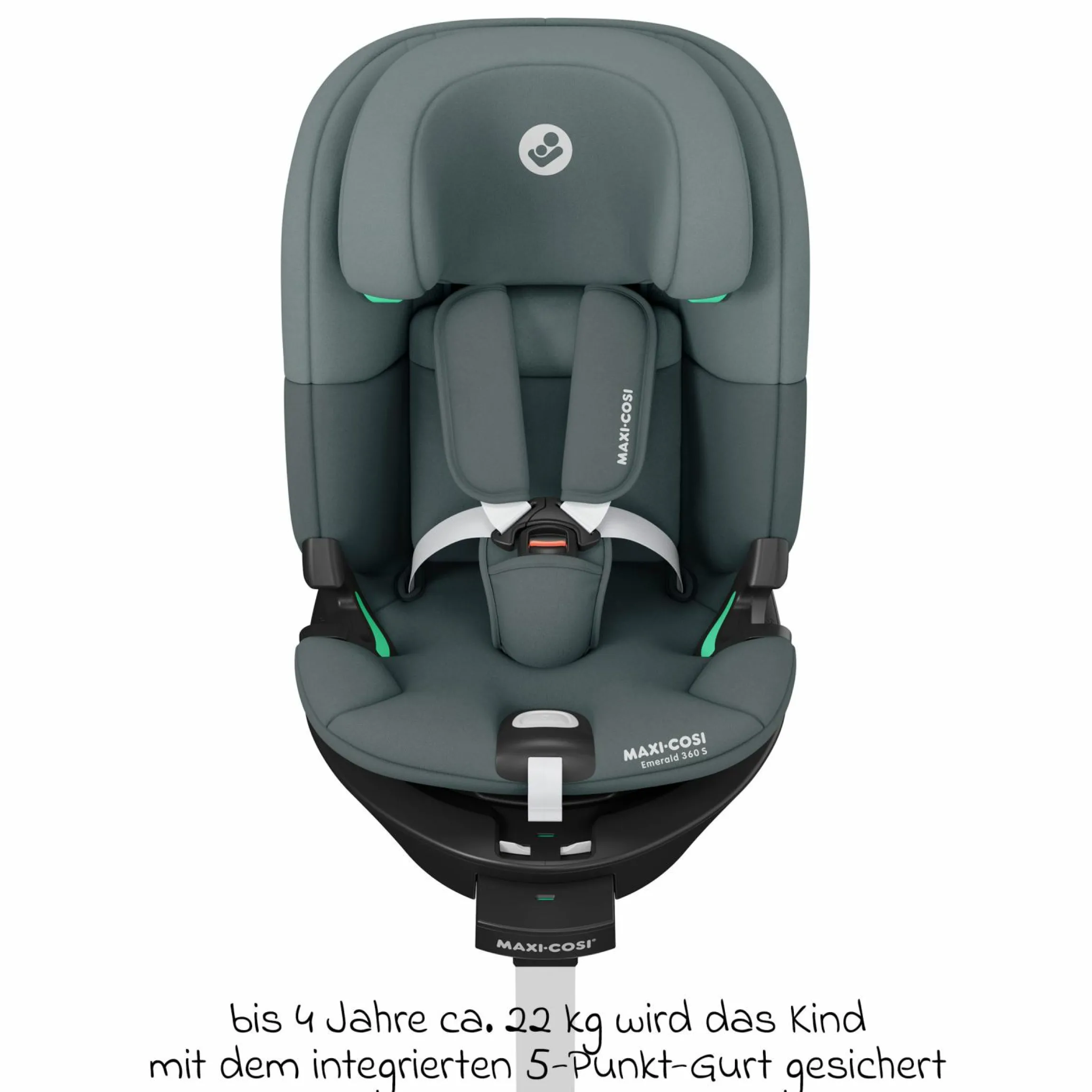 Reboarder-Kindersitz Emerald 360 S i-Size drehbar ab Geburt - 12 Jahre (40 cm - 150 cm) mit G-Cell Seitenaufpralltechnologie & Isofix-Base - Tonal Graphite - Kollektion 2025