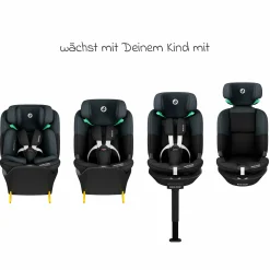 Reboarder-Kindersitz Emerald 360 S i-Size drehbar ab Geburt - 12 Jahre (40 cm - 150 cm) mit G-Cell Seitenaufpralltechnologie & Isofix-Base - Tonal Black - Kollektion 2025