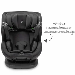 Reboarder-Kindersitz Flame 360 i-Size drehbar ab Geburt - 12 Jahre (40 cm - 150 cm) inkl. Isofix-Basis - All Black