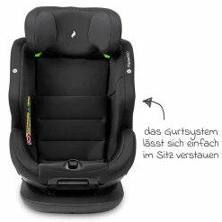 Reboarder-Kindersitz Flame 360 i-Size drehbar ab Geburt - 12 Jahre (40 cm - 150 cm) inkl. Isofix-Basis - All Black
