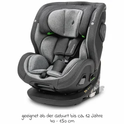 Reboarder-Kindersitz Flame 360 i-Size drehbar ab Geburt - 12 Jahre (40 cm - 150 cm) inkl. Isofix-Basis - Universe Grey