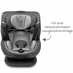Reboarder-Kindersitz Flame 360 i-Size drehbar ab Geburt - 12 Jahre (40 cm - 150 cm) inkl. Isofix-Basis - Universe Grey