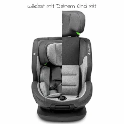 Reboarder-Kindersitz Flame 360 i-Size drehbar ab Geburt - 12 Jahre (40 cm - 150 cm) inkl. Isofix-Basis - Universe Grey