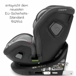 Reboarder-Kindersitz Flame 360 i-Size drehbar ab Geburt - 12 Jahre (40 cm - 150 cm) inkl. Isofix-Basis - Universe Grey