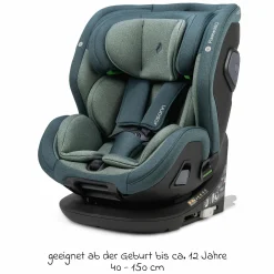 Reboarder-Kindersitz Flame 360 i-Size drehbar ab Geburt - 12 Jahre (40 cm - 150 cm) inkl. Isofix-Basis - Universe Green