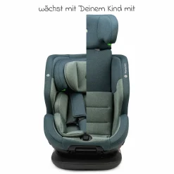 Reboarder-Kindersitz Flame 360 i-Size drehbar ab Geburt - 12 Jahre (40 cm - 150 cm) inkl. Isofix-Basis - Universe Green