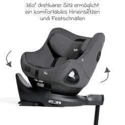 Reboarder-Kindersitz i-Harbour E i-Size 360° drehbar ab 6 Monate - 4 Jahre (61 cm -105 cm) & Sommer-Bezug aus Mesh - Signature - Ebony