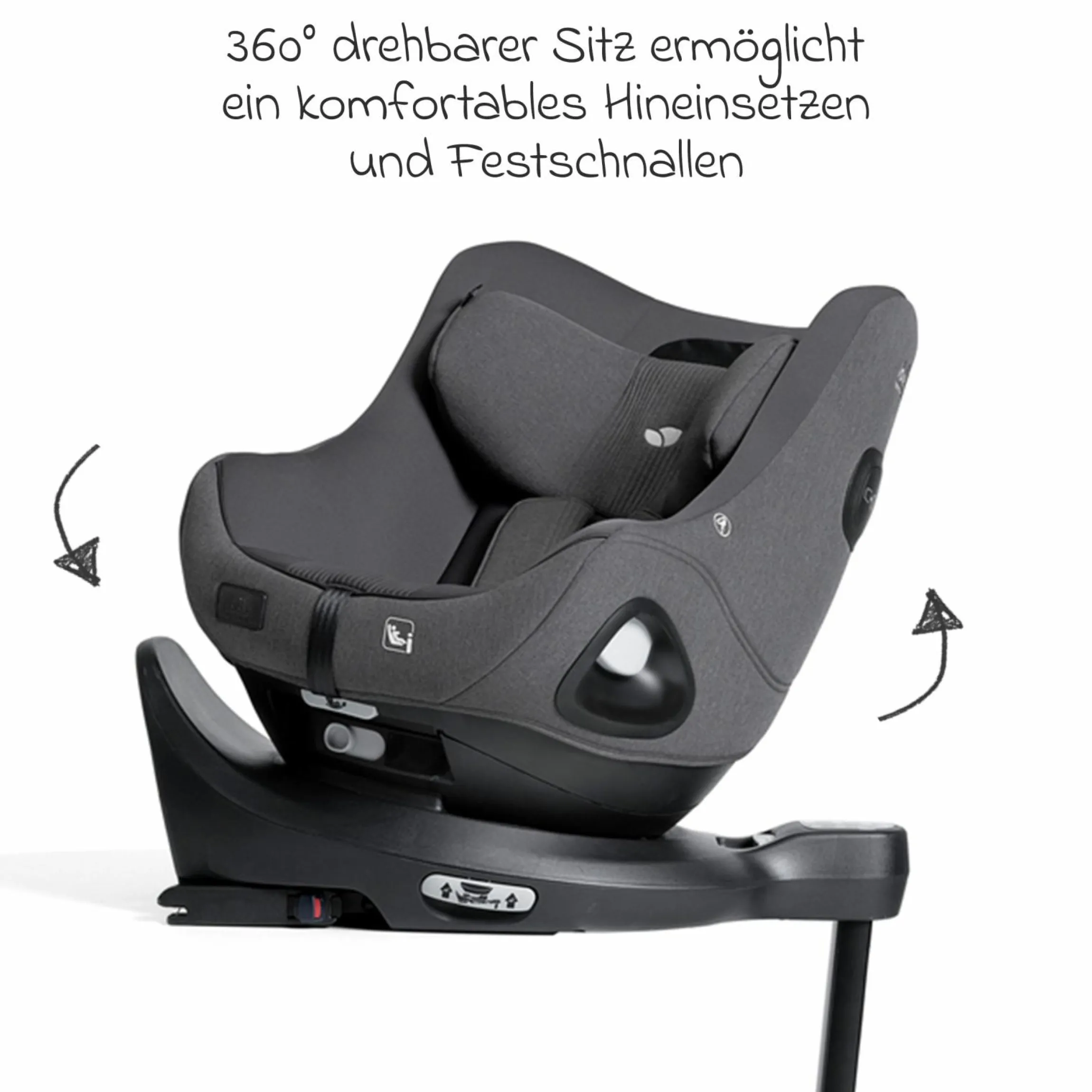 Reboarder-Kindersitz i-Harbour E i-Size 360° drehbar ab 6 Monate - 4 Jahre (61 cm -105 cm) & Sommer-Bezug aus Mesh - Signature - Ebony