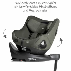 Reboarder-Kindersitz i-Harbour E i-Size 360° drehbar ab 6 Monate - 4 Jahre (61 cm -105 cm) & Sommer-Bezug aus Mesh - Signature - Evergreen