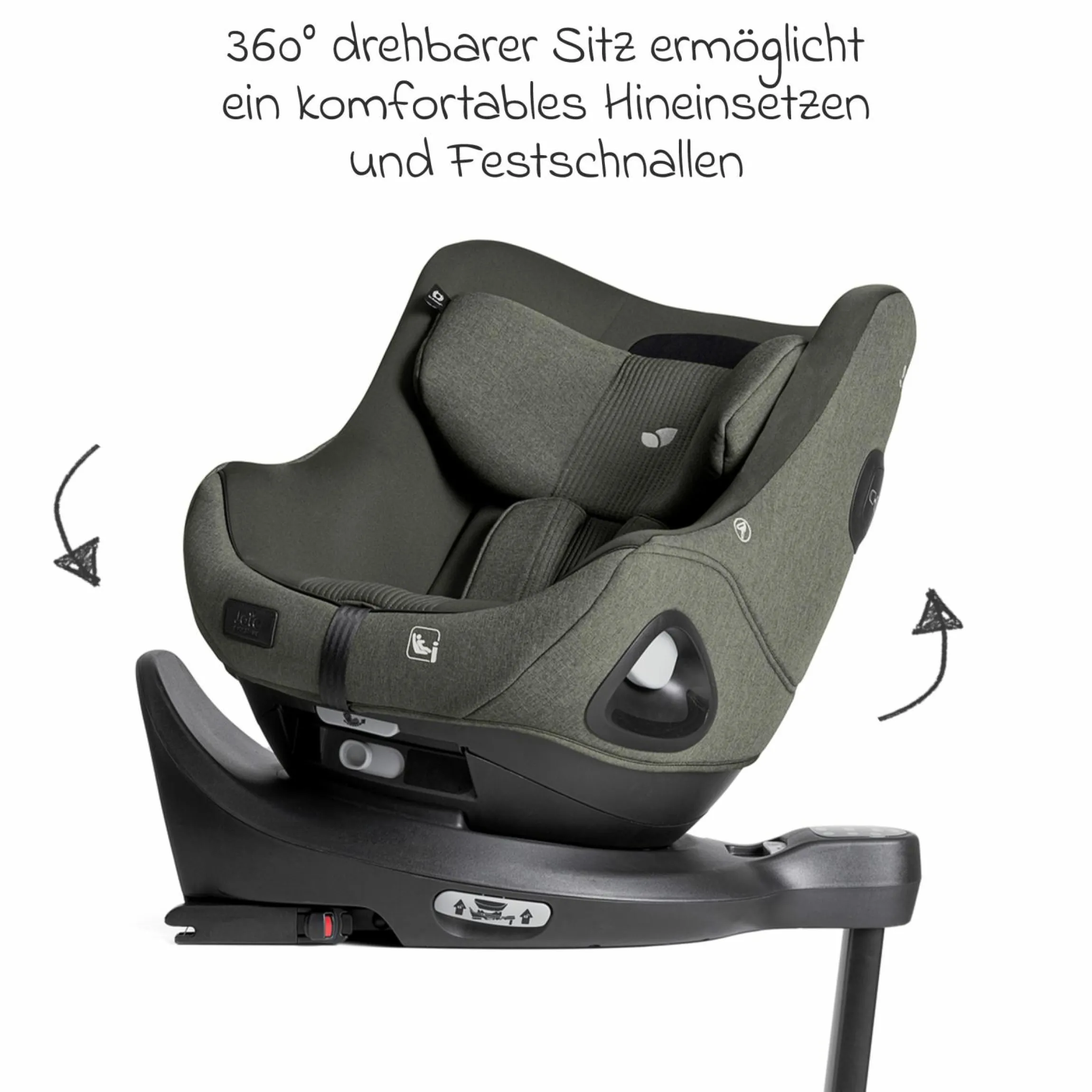 Reboarder-Kindersitz i-Harbour E i-Size 360° drehbar ab 6 Monate - 4 Jahre (61 cm -105 cm) & Sommer-Bezug aus Mesh - Signature - Evergreen