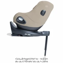 Reboarder-Kindersitz i-Harbour E i-Size 360° drehbar ab 6 Monate - 4 Jahre (61 cm -105 cm) & Sommer-Bezug aus Mesh - Signature - Sandstone