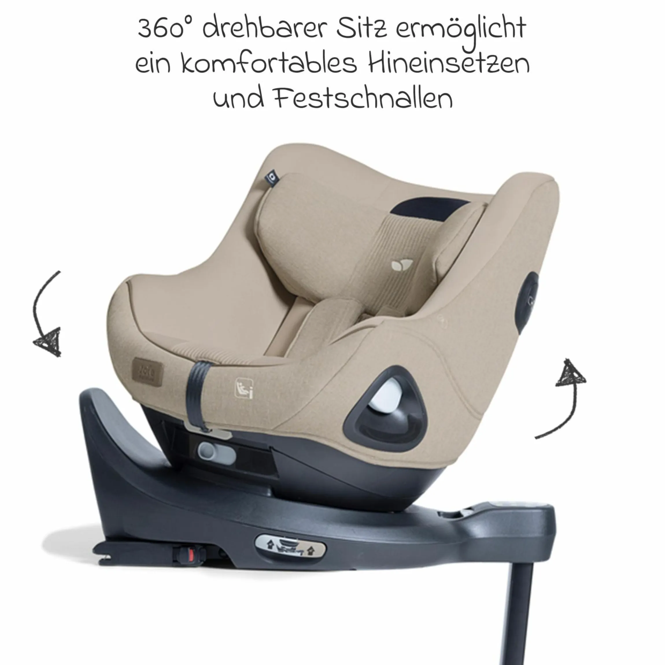 Reboarder-Kindersitz i-Harbour E i-Size 360° drehbar ab 6 Monate - 4 Jahre (61 cm -105 cm) & Sommer-Bezug aus Mesh - Signature - Sandstone