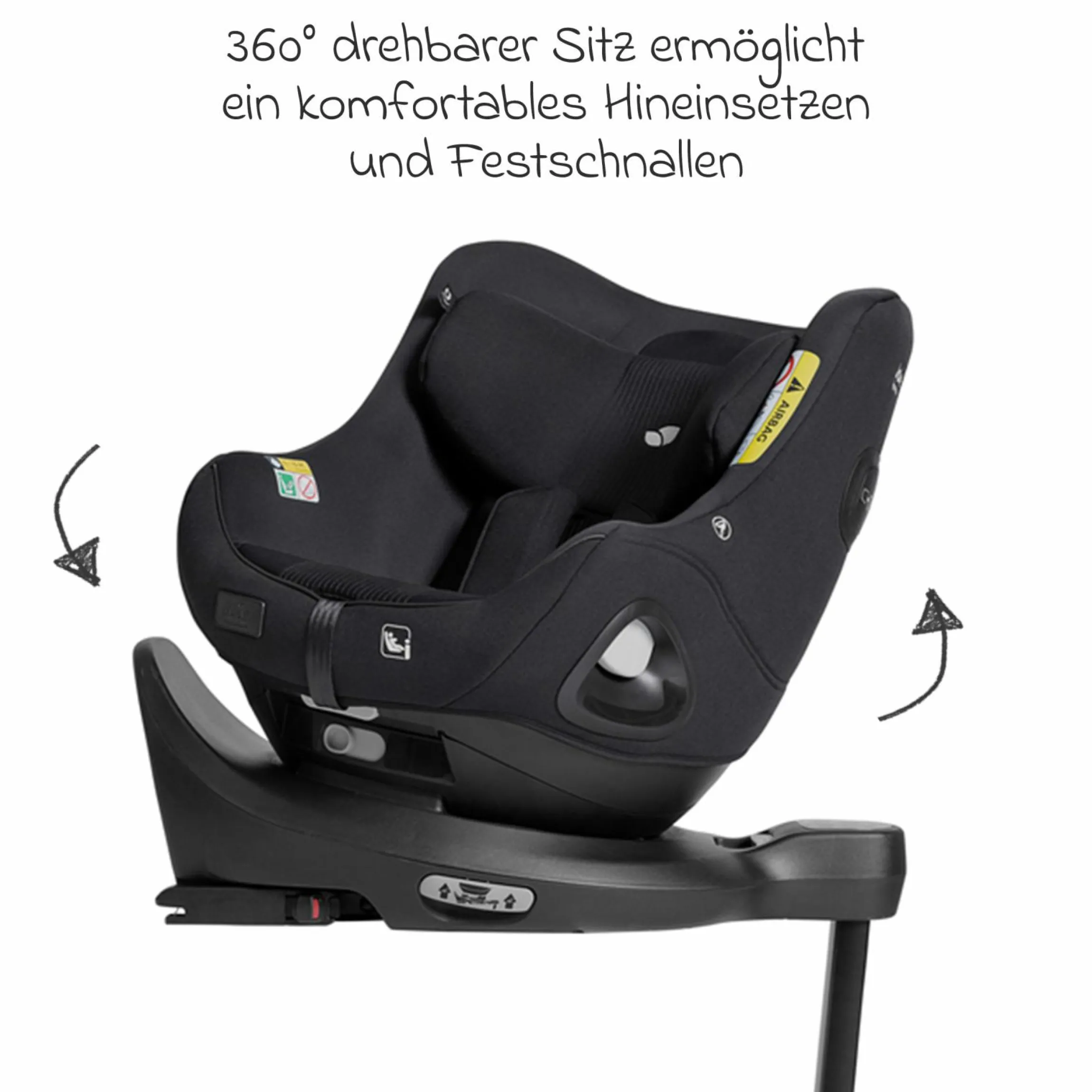 Reboarder-Kindersitz i-Harbour E i-Size 360° drehbar ab 6 Monate - 4 Jahre (61 cm -105 cm) & Sommer-Bezug aus Mesh - Signature - Eclipse