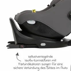 Reboarder-Kindersitz i-Pivot 360 drehbar i-Size ab Geburt - 4 Jahre (40 cm - 105 cm) inkl. Isofix-Basis mit Stützfuß - Thunder