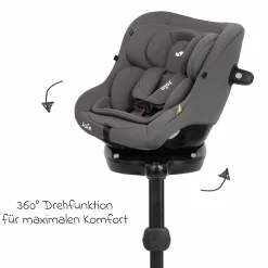 Reboarder-Kindersitz i-Pivot 360 drehbar i-Size ab Geburt - 4 Jahre (40 cm - 105 cm) inkl. Isofix-Basis mit Stützfuß - Thunder