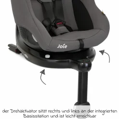 Reboarder-Kindersitz i-Pivot 360 drehbar i-Size ab Geburt - 4 Jahre (40 cm - 105 cm) inkl. Isofix-Basis mit Stützfuß - Thunder