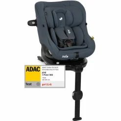 Reboarder-Kindersitz i-Pivot 360 drehbar i-Size ab Geburt - 4 Jahre (40 cm - 105 cm) inkl. Isofix-Basis mit Stützfuß - Dark Slate