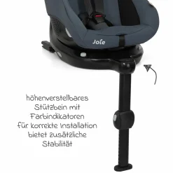 Reboarder-Kindersitz i-Pivot 360 drehbar i-Size ab Geburt - 4 Jahre (40 cm - 105 cm) inkl. Isofix-Basis mit Stützfuß - Dark Slate