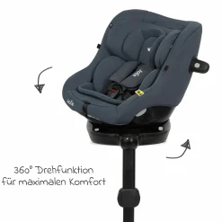 Reboarder-Kindersitz i-Pivot 360 drehbar i-Size ab Geburt - 4 Jahre (40 cm - 105 cm) inkl. Isofix-Basis mit Stützfuß - Dark Slate
