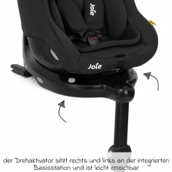Reboarder-Kindersitz i-Pivot 360 drehbar i-Size ab Geburt - 4 Jahre (40 cm - 105 cm) inkl. Isofix-Basis mit Stützfuß - Shale