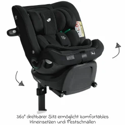 Reboarder-Kindersitz i-Spin XL i-Size 360° drehbar ab Geburt - 12 Jahre (40 cm -150 cm) inkl. Sitzverkleinerer & Isofix-Basis - Signature - Eclipse