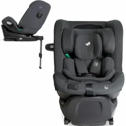 Reboarder-Kindersitz i-Spin XL i-Size 360° drehbar ab Geburt - 12 Jahre (40 cm -150 cm) inkl. Sitzverkleinerer & Isofix-Basis - Signature - Ebony