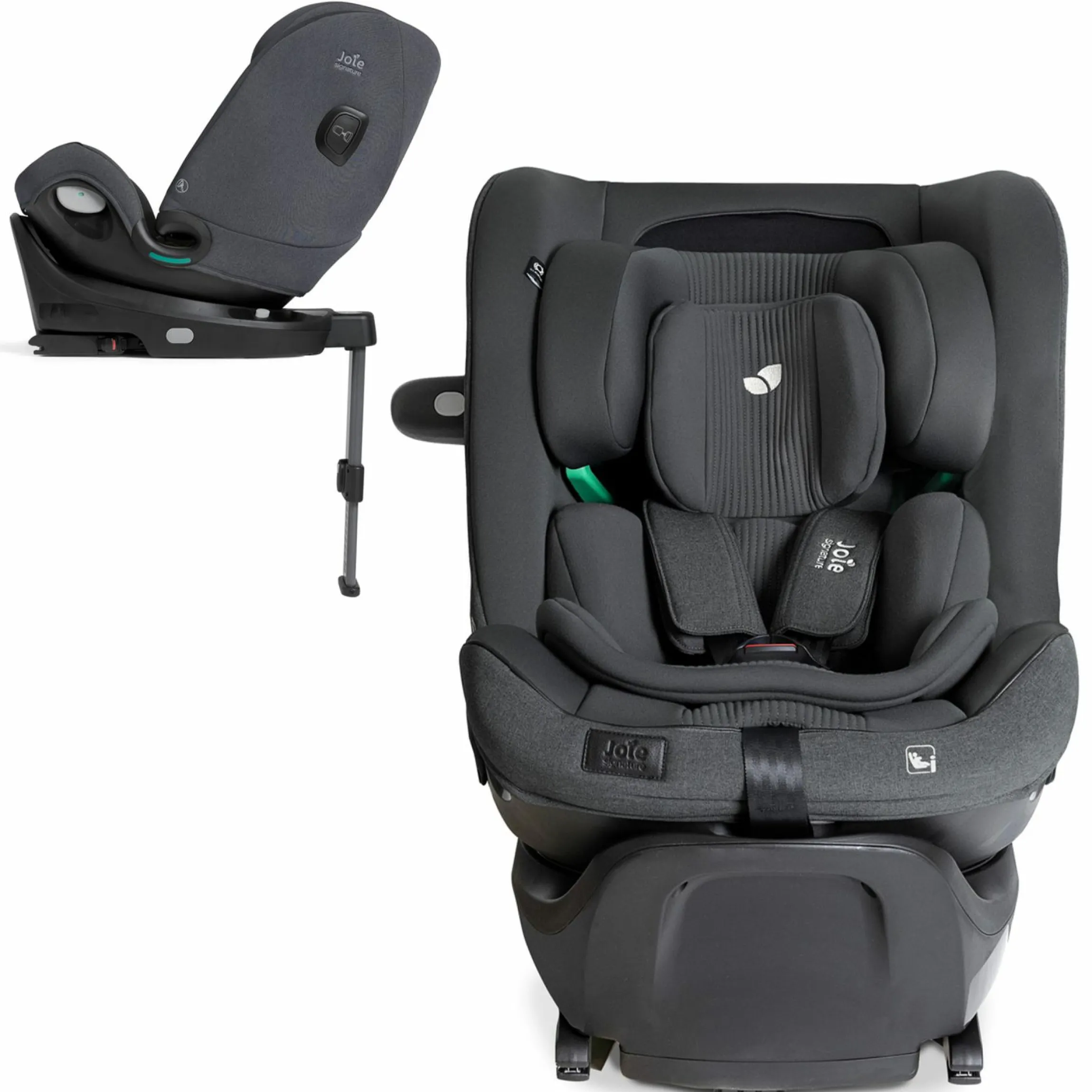 Reboarder-Kindersitz i-Spin XL i-Size 360° drehbar ab Geburt - 12 Jahre (40 cm -150 cm) inkl. Sitzverkleinerer & Isofix-Basis - Signature - Ebony