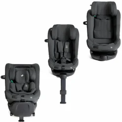 Reboarder-Kindersitz i-Spin XL i-Size 360° drehbar ab Geburt - 12 Jahre (40 cm -150 cm) inkl. Sitzverkleinerer & Isofix-Basis - Signature - Ebony
