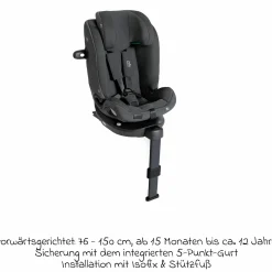Reboarder-Kindersitz i-Spin XL i-Size 360° drehbar ab Geburt - 12 Jahre (40 cm -150 cm) inkl. Sitzverkleinerer & Isofix-Basis - Signature - Ebony