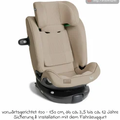 Reboarder-Kindersitz i-Spin XL i-Size 360° drehbar ab Geburt - 12 Jahre (40 cm -150 cm) inkl. Sitzverkleinerer & Isofix-Basis - Signature - Ebony