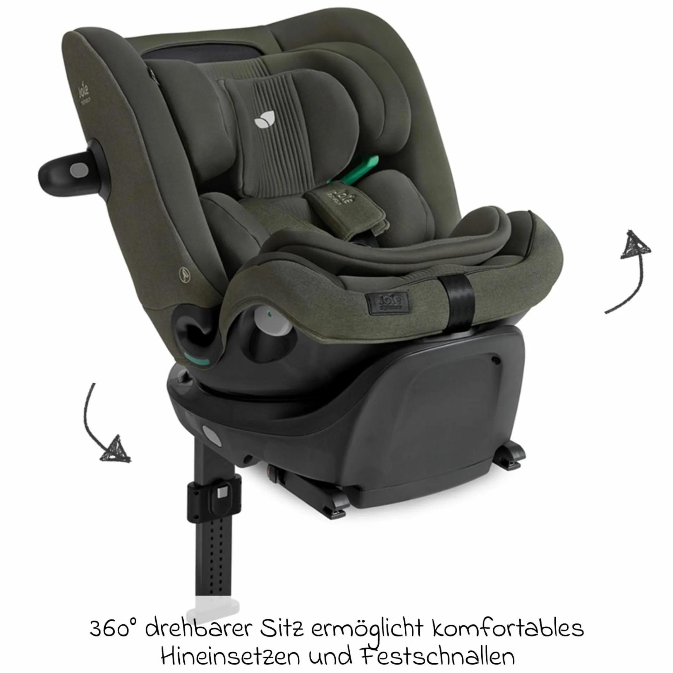 Reboarder-Kindersitz i-Spin XL i-Size 360° drehbar ab Geburt - 12 Jahre (40 cm -150 cm) inkl. Sitzverkleinerer & Isofix-Basis - Signature - Evergreen