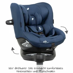 Reboarder-Kindersitz i-Spin 360 R i-Size - ab Geburt - 4 Jahre (40-105 cm) mit Isofix-Basis - Deep Sea