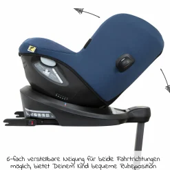 Reboarder-Kindersitz i-Spin 360 R i-Size - ab Geburt - 4 Jahre (40-105 cm) mit Isofix-Basis - Deep Sea