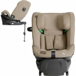 Reboarder-Kindersitz i-Spin XL i-Size 360° drehbar ab Geburt - 12 Jahre (40 cm -150 cm) inkl. Sitzverkleinerer & Isofix-Basis - Signature - Sandstone