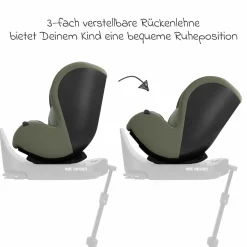 Reboarder-Kindersitz Lily i-Size ab Geburt - 4 Jahre (45 cm - 105 cm) inkl. Sitzverkleinerer - Sage - Kollektion 2025