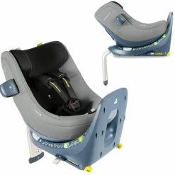 Reboarder-Kindersitz Marie³ i-Size ab Geburt - 4 Jahre (40 cm - 105 cm, 18 kg) 360 ° drehbar inkl. Neugeboreneneinlage, verstellbare Kopfstütze & Isofix - Sesame Grey