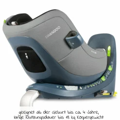 Reboarder-Kindersitz Marie³ i-Size ab Geburt - 4 Jahre (40 cm - 105 cm, 18 kg) 360 ° drehbar inkl. Neugeboreneneinlage, verstellbare Kopfstütze & Isofix - Sesame Grey