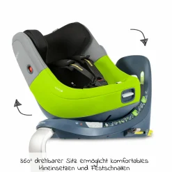 Reboarder-Kindersitz Marie³ i-Size ab Geburt - 4 Jahre (40 cm - 105 cm, 18 kg) 360 ° drehbar inkl. Neugeboreneneinlage, verstellbare Kopfstütze & Isofix - Lime Sesame Grey