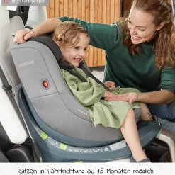 Reboarder-Kindersitz Marie³ i-Size ab Geburt - 4 Jahre (40 cm - 105 cm, 18 kg) 360 ° drehbar inkl. Neugeboreneneinlage, verstellbare Kopfstütze & Isofix - Lime Sesame Grey