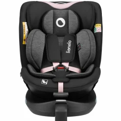 Reboarder-Kindersitz Navy i-Size drehbar ab Geburt - 12 Jahre (40 cm - 150 cm) mit Sitzverkleinerer & Isofix-Basis - Black Pink