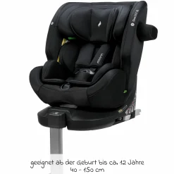 Reboarder-Kindersitz One 360 SL i-Size drehbar ab Geburt - 12 Jahre (40 cm - 150 cm) inkl. Isofix-Basis mit Stützfuß - All Black